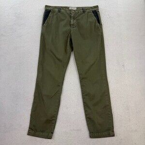 Current/Elliott Women's Army Green Cotton The Buddy Trouser Tapered Leg Size 28